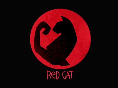 Red Cat app design icon illustration logo typography vector web