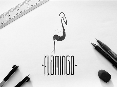 Flamingo - Progress art black design draw flamingo icon logo typography