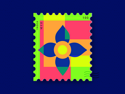 Stamp India - Bhaarat daily ui flower graphic design national flower nature neo geo neons postage postage stamp stamp stamp design symbol