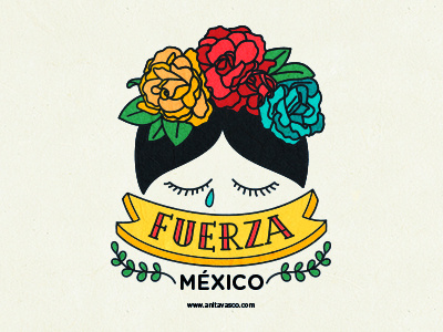 Fuerza Mexico Anita Vasco anita vasco beauty colors flowers frida kahlo fuerza mexico graphic design illustration love mexico roses strenth