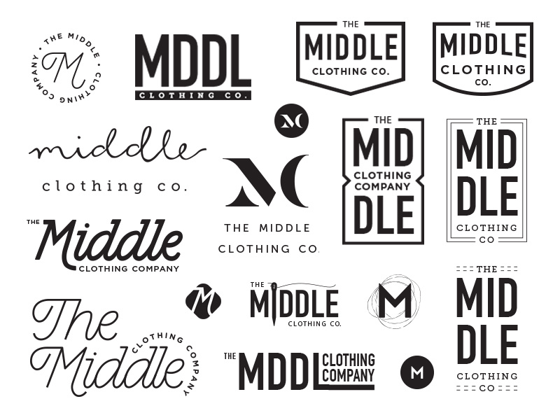 Middle Clothing Co logo sketches logo design branding logo