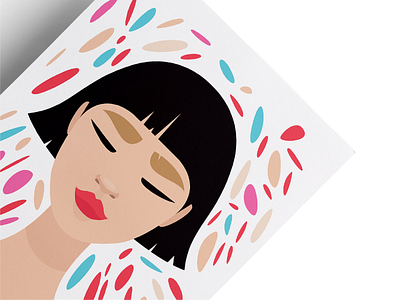 Geisha character colorful female flat greeting card illustration japan japanese minimal postcard postcard design vector art vector illustration
