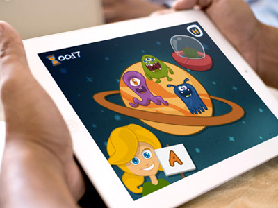 Kids Reading Game alien app cartoon character game ios letter reading saturn simple space