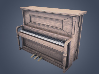 Piano 3d model render v ray