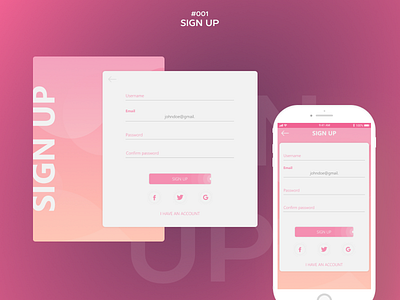 Sign Up Form Daily UI Challenge #1 app challenge dailyui login signin signup ui uichallenge