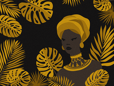 Wild art color create design ethno fun illustration illustrator leafs vector woman yellow