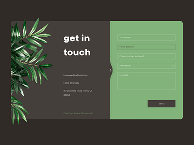 Contact Us Daily UI Challenge card challenge contacts dailyui design dribbble get in touch plant ui uichallenge ux website