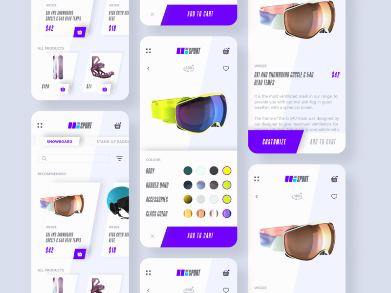 Customize Product app card challenge concept configuration customize dailyui design product shop shopping shopping app skateboarding ski sport ui uichallenge ux