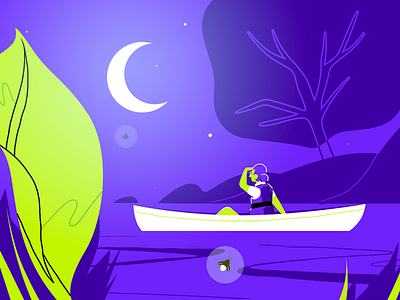 Moonrise art direction canoe design illustration motion graphics nature styleframe vector