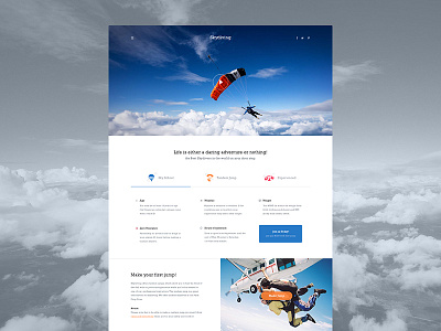 Skydiving art direction india interface layout skydiving ui design user interface ux webdesign