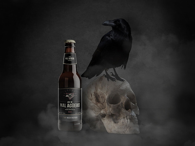 Ave de Mal Agüero beer bird black bottle brewery cerveza crow omen packaging raven skull smoke