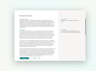 Human Friendly Terms and Conditions agreement design desktop legal terms and conditions ui