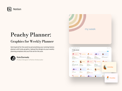 Peachy Planner: Graphics for Notion art branding diary digital planner graphic design illustration journal monthly notion planner planning schedule template weekly