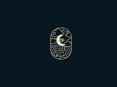 Moon Light Logo brand branding cloud eerie eye gold graphic design illustration line linear logo moon oriental vector vision