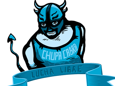 El Chupa Cabra blue digital hand drawn ink lucha libre mask sketch vector wrestling