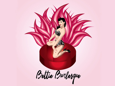 Bettie Burlesque black illustration logo pin up pink red sexy woman