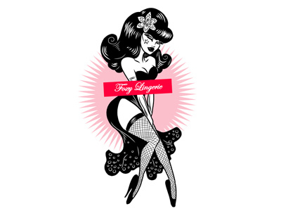 Foxy Lingerie black illustration lingerie logo pin up pink red vamp vintage white woman