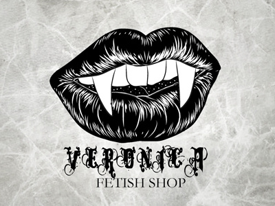 Veronica Fetish Shop black fetish gothic illustration lips logo sepia shop