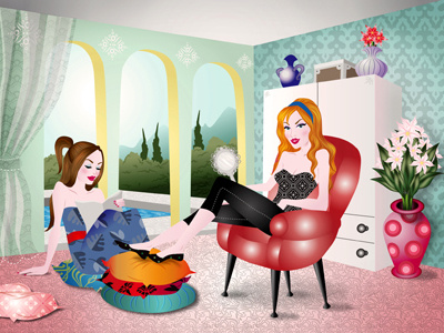 California Day california colorful editorial fashion girls illustration room