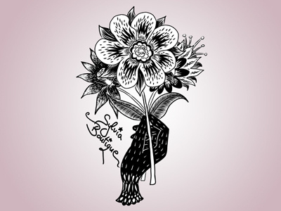 Sylvia Boutique black and white bouquet boutique fashion flower flowers glove hand illustration logo