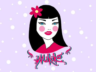 Mikiko black flower girl illustration logo mikiko pink portrait red violet woman