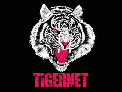 Tigernet animal black bold illustration logo pink red symbol tiger white