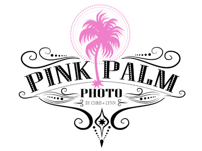 Pink Palm Photo black dots illustration letters logo ornament palm tree pink white