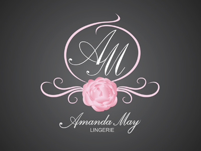 Amanda May Lingerie curves flower gray grey lingerie logo pink rose white