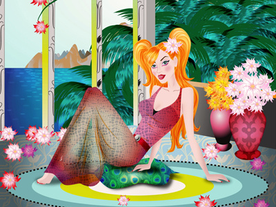 Day_Detail character character design elegant exotic girl illustration pretty redhead sea summer tropical woman