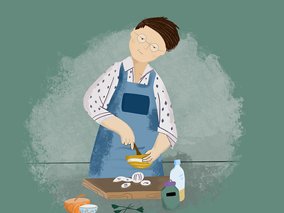 The Hipster Chef apron illustration cook cooking cutting board graphicdesign hipster cook illustration illustration art kitchen kitchen illustration men cooking