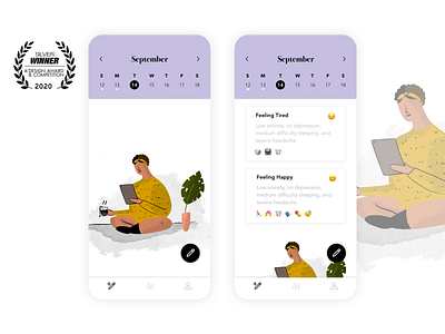 Joyster app android app design app ui app ui ux award winning branding clean design dashboard diversity girl illustration inclusion ios journal app journaling mental health mental health awareness self awareness wellness