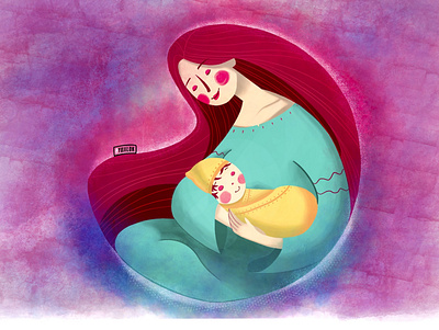 Mother's Care concept drawing illustraion procreate