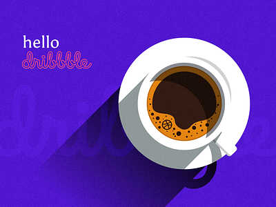 Hello Dribbble! coffee crafted dribbble invite illustration new player