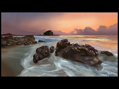 Sunset Landscape beach landscape paint sunset