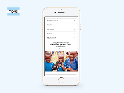 TOMS Impact Carousel ecommerce mobile productpage toms ui ux website