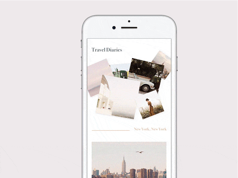Photo Diary Concept animation app carousel clean design gif minimal mobile photography travel ui ux