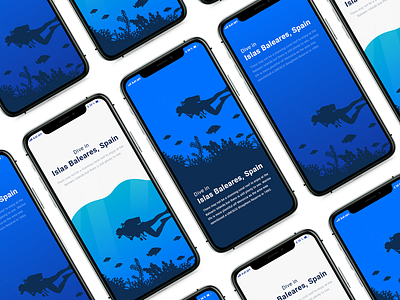Diving app - Splash screen app blue design flat illustration minimal splashscreen typography ui ux web