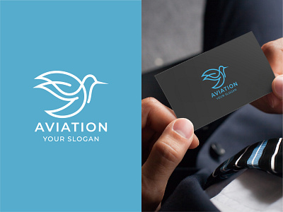 Monoline bird logo animal aviation bird blue branding business business card custom design graphic design illustration line art logo minimal logo minimalist monoline simple simple logo sky wing