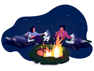 practice1—— bonfire blue dog ipad night practice star ui