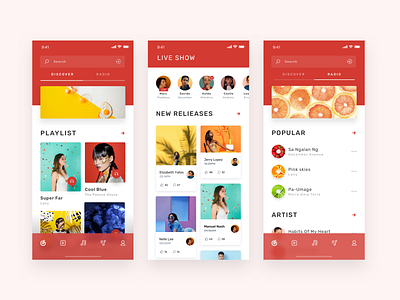Music App 1 music practise red ui 设计 颜色