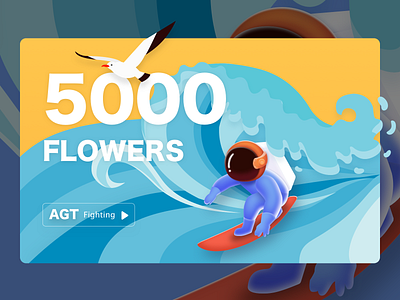 5000 followers of AGT sketch surf ui 宇航员 插图 蓝色 设计 颜色