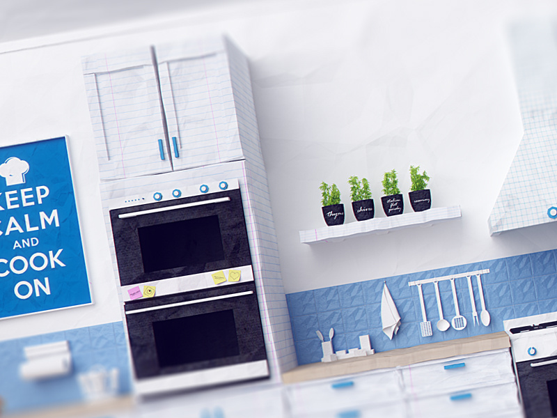 3D Papercraft style kitchen & Intro for Philadelphia. by Mike Polizos