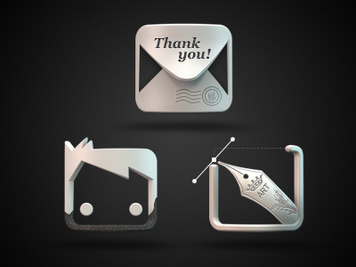 Icons for Personal website 3d about contact face icons letter pen works