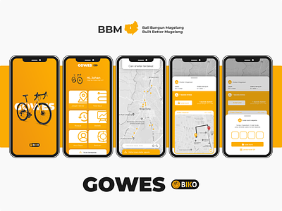 Gowes app by Biko bbm2030 bicycle bike branding commerce design icon inkscape linux rent app typography ui ux vector