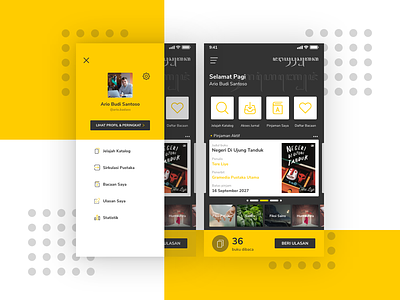 Jathayu Pustaka - Reimagined Library App adobexd android bbm2030 ios mobile app sidebar sidebar menu ui uidesign uiux ux