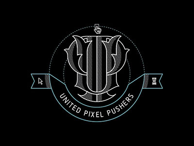 United Pixel Pushers badge lettering logo monogram type typography ux uxdesign