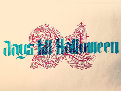 24 Days Till Halloween blackletter calligraphy gothic throwback type typography