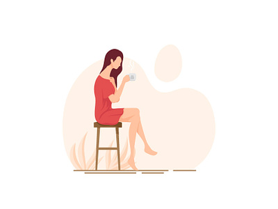 morning coffee activity coffee design dribbble drink girl graphic illustration mug sit vector