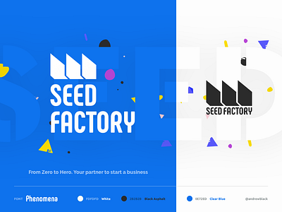 SeedFactory Logo Design brand identity design factory illustration logo moscow phenomena seed sketch app typography venture capital