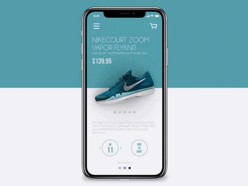 iPhone X UI iphone x animation gif minimal store tennis shoe design ios experience interface ui